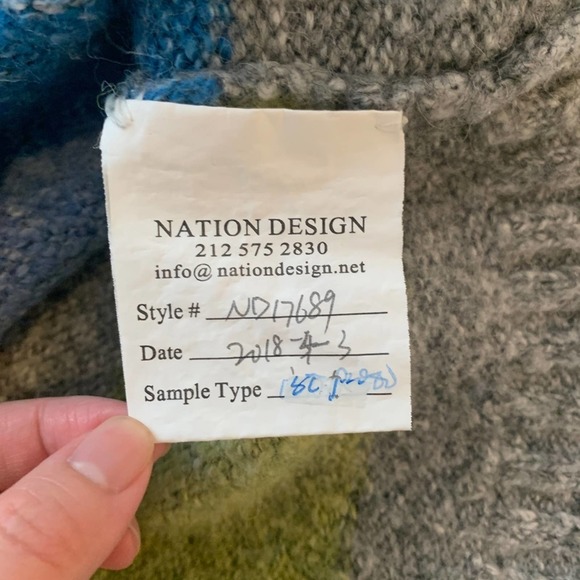 Blue Green Grey Colorblock Bold Striped Sweater - Picture 3 of 6